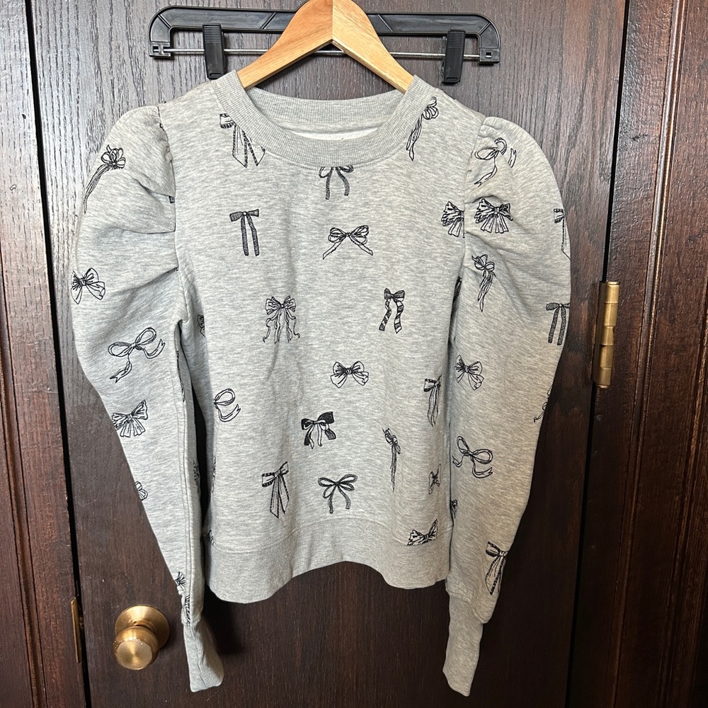 Anthropologie Maeve Gray Sweatshirt with Bow Design